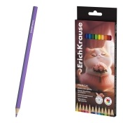 Пластмасови шестоъгълни цветни моливи ErichKrause® Prima Cat, 12 цвята