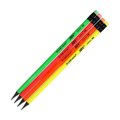 Графитен молив ErichKrause® JOY 2.2 mm кръгъл, пластмасов, с гумичка, HB