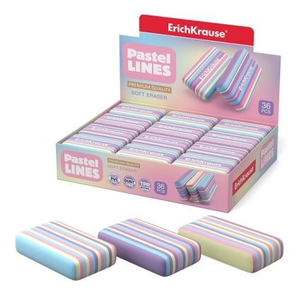 Гума ErichKrause® Pastel Lines (в кутия 36 бр.)