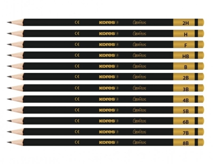 Комплект графитни моливи КORES с различни графити, 12 бр.