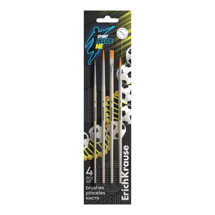 Четки ErichKrause® Sport DNA, 4 бр. (1 плоска + 3 обли), блистер