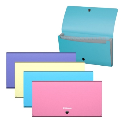 Папка с копче ErichKrause® Matt Pastel, 12 джоба, микс