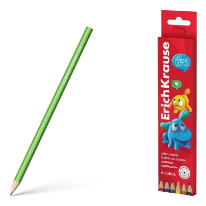 Цветни моливи ErichKrause® Jolly Friends 6 цвята, 3 мм графит