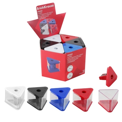 Острилка ErichKrause® Prism, Classic, с контейнер, асорти (в кутия 12 бр.)