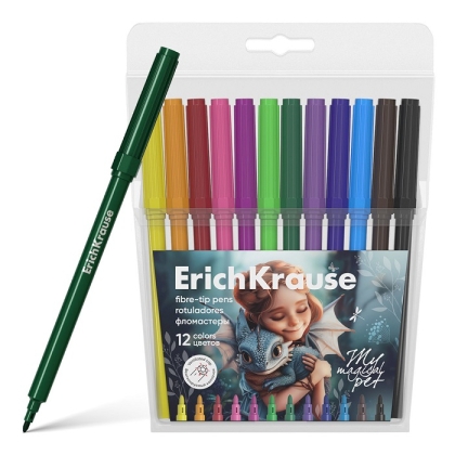 Флумастери ErichKrause® Magic Pet, Washable, 12 цвята