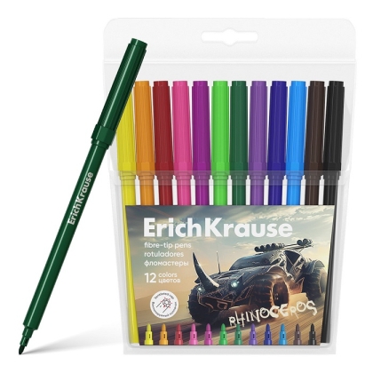 Флумастери ErichKrause® Road Beast, Washable, 12 цвята