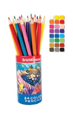 Цветни моливи в тубус, 24 цвята