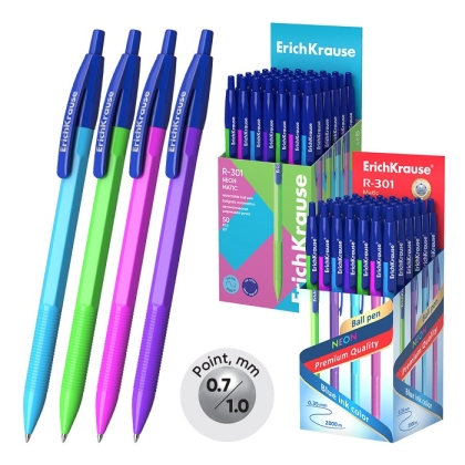 Автоматична химикалка ErichKrause® R-301 Matic Neon, 0.7 mm /в кутия 50 бр./