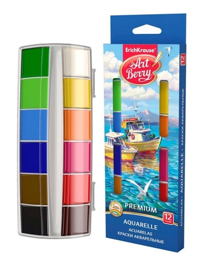 Акварелни бои ErichKrause ArtBerry® 12 цвята с UV защита