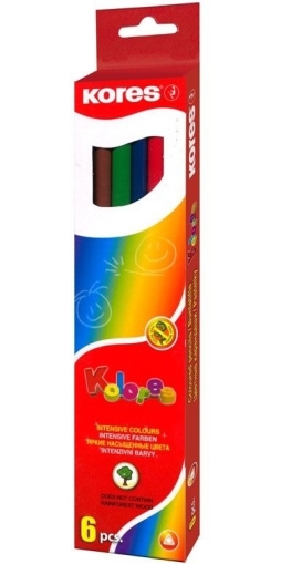 Цветни моливи KORES KOLORES триъгълни, 6 цвята