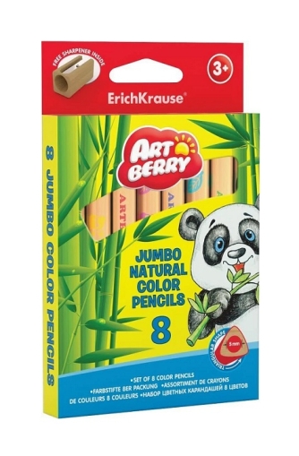 Цветни моливи ErichKrause ArtBerry® Jumbo, триъгълни, 8 цвята + острилка
