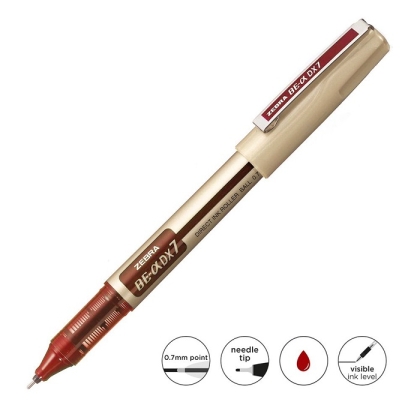 Ролер Zebra BE-DX7 с връх на игла, 0.7 mm, червен