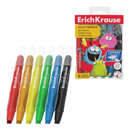 Гел пастели ErichKrause® Jolly Friends, 6 цвята 