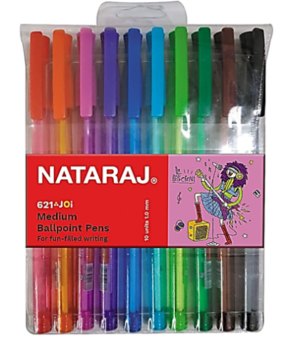 Химикалка NATARAJ 621 JOI 1 mm ,10 цвята микс