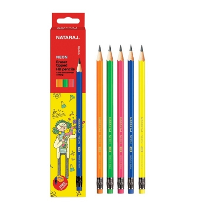 Графитен молив с гума Nataraj NEON mix, HB, 12 бр. + острилка