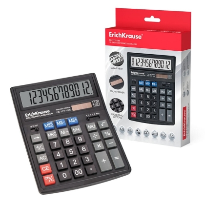 Калкулатор ErichKrause® DC-777-12N Classic, черен, 12 разряден