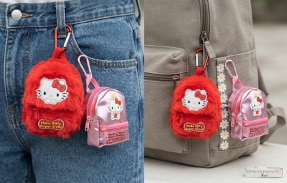 Портмоне с карабинер, тефтер, химикалка и стикери  HELLO KITTY