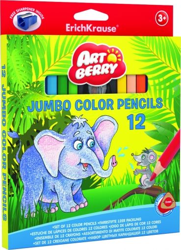 Цветни моливи JUMBO 12 цвята + oстрилка