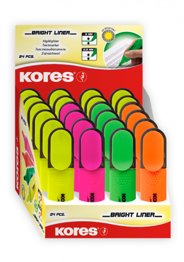 Маркер KORES® Bright Liner Plus, 24 бр.