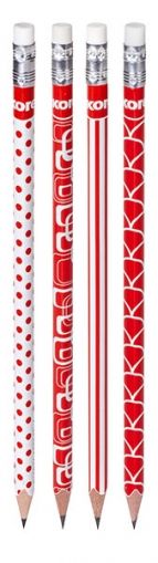 Графитен молив RED/WHITE НВ триъгълен с гума