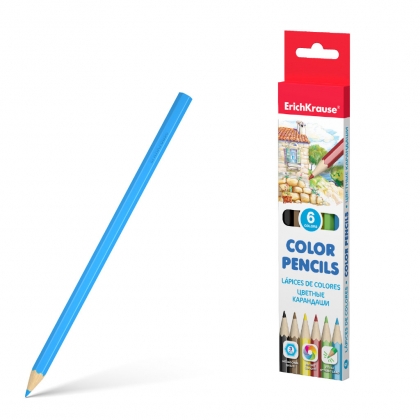Цветни моливи ErichKrause® 3 mm, 6 цвята