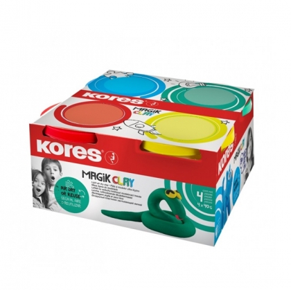 Моделин KORES Magic Clay 4 цвята x 40 гр.