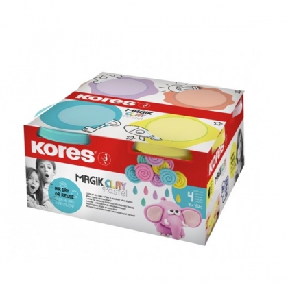 Моделин KORES Pastel Magic Clay 4 цвята x 40 гр.