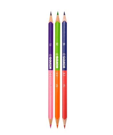 Двуцветни моливи KOLORES DUO, триъгълни 24 цв., кутия