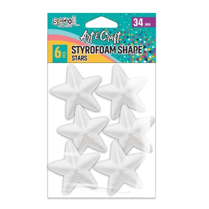 Звезди от стиропор  S-COOL  3,4 см, 6 бр. блистер