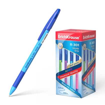 Химикалка ErichKrause® R-301 Stick&Grip Neon, 0.7 mm