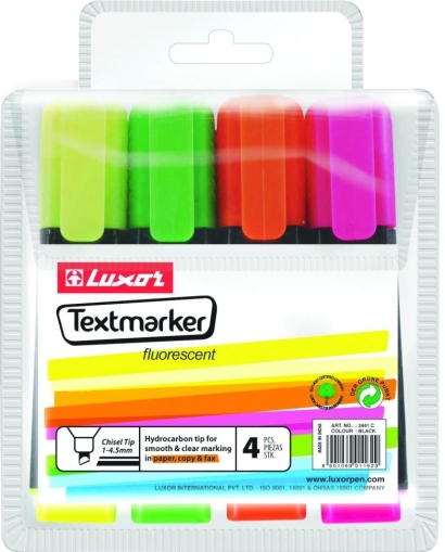 Маркер Luxor Textliter, комплект 4 цвята