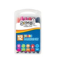Джъмбо маркери 12цв. SCOOL