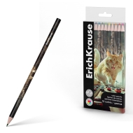 Цветни моливи ErichKrause® Big City Cats 12 цвята, 3 мм графит