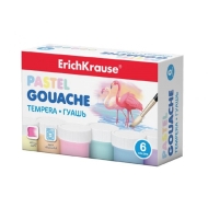 Темперни бои ErichKrause® 6 цвята x 20 ml ПАСТЕЛ, комплект