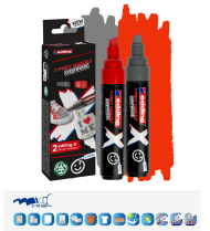 Комплект мултимаркери edding® 6900 X, 2 маркера, червен и сив, с връх 5-10mm