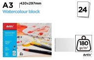 Блок за рисуване с акварелни бои А3 MP Artix, 24 листа, 180гр.