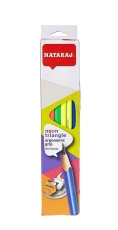 Молив Nataraj HB NEON, триъгълни, с острилка и гума