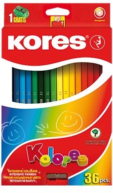 Цветни моливи, KOLORES, шестоъгълни 36 цв., кутия